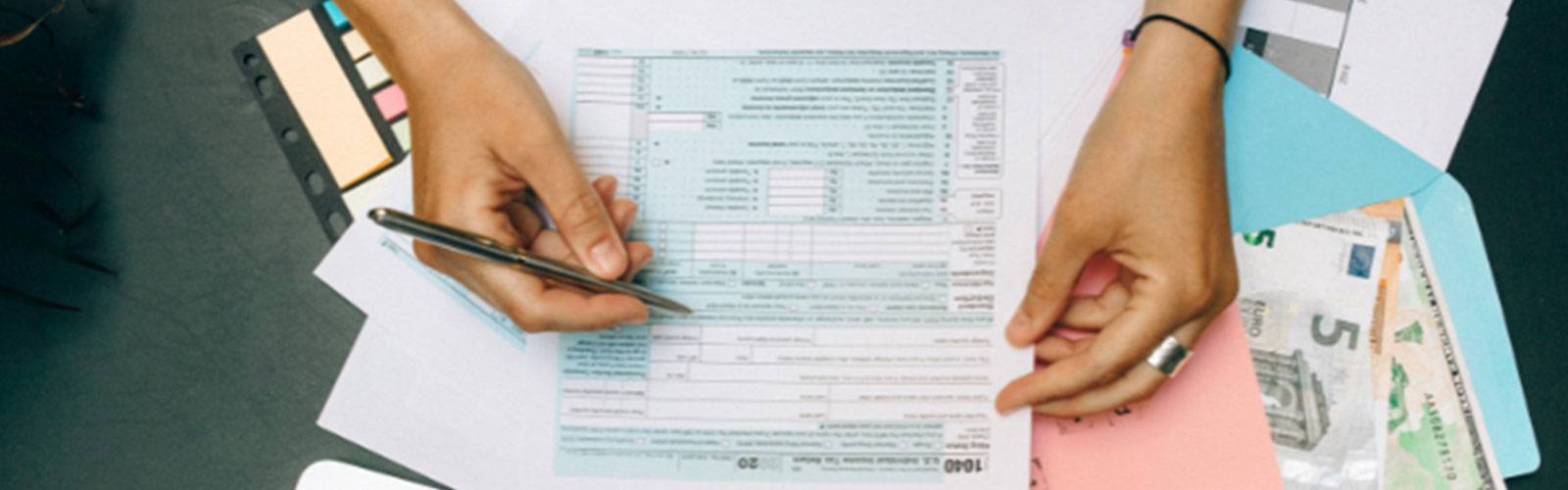Person doing their year end tax